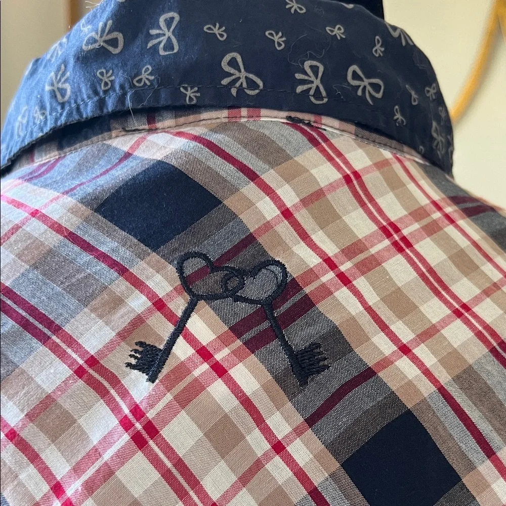 Ulla Popken Black and Pink Plaid Button Down Shirt - Picture 3 of 4